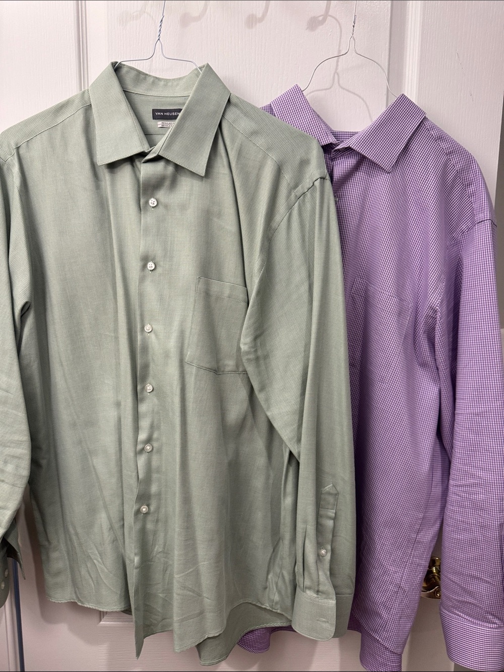 Van Heusen Mint Green and Lavender Dress Shirts - Set of 2